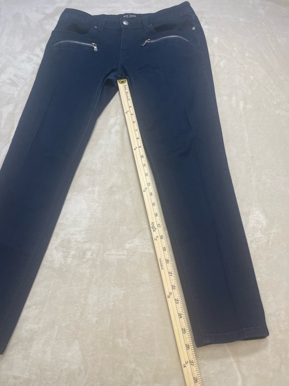 Max Jeans Women's Slim Straight Navy Jeans with Zip Pockets Size 10 - Picture 5 of 7